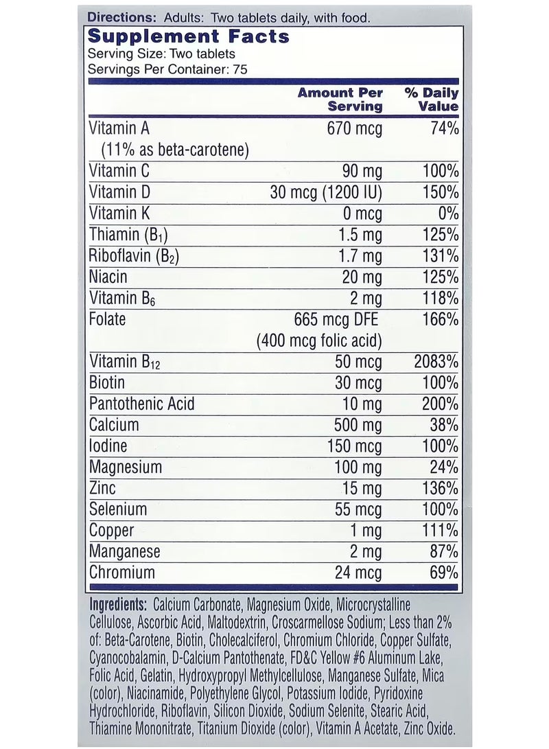 One A Day Proactive 65+، مكمل متعدد الفيتامينات للرجال والنساء، يحتوي على فيتامين أ وفيتامين ج وفيتامين د والزنك لدعم صحة المناعة*، والكالسيوم وحمض الفوليك والمزيد، 150 قرصًا - Image 3