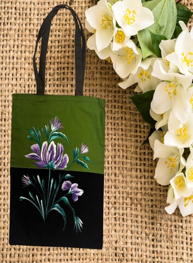 SwapKreations Handpainted Floral Multicolour Tote Bag - 100% Cotton, Eco-Friendly, Reusable Bag for Women & Girls Multicolour 1 - Image 2