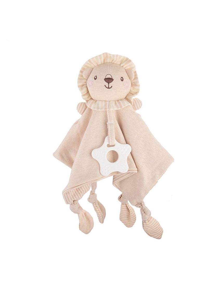 Organic Cotton Baby Soothing Towel Baby Bib Teether Rattle Newborn Doll Baby Toy (Lion) - Image 1