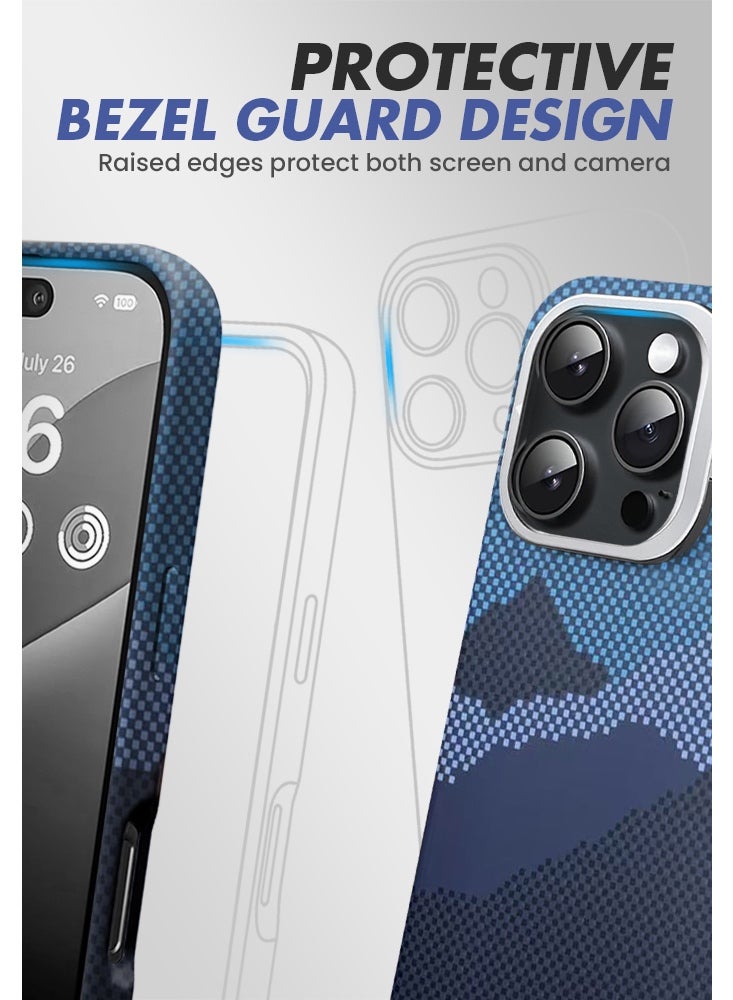 ريتي غطاء هاتف لايفون 15 برو ماكس, فاخر بنقشة كيفلار وحامل مدمج خلف الكاميرا ودعم الشحن اللاسلكي MagSafe – تصميم متين وحماية متكاملة - Image 4