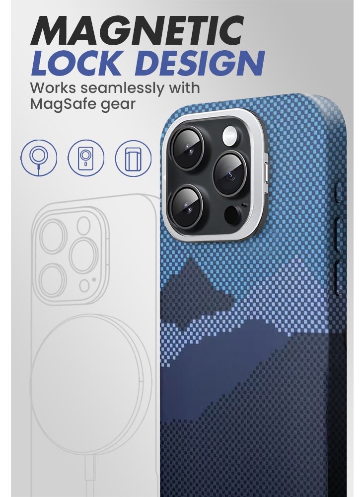 ريتي غطاء هاتف لايفون 15 برو ماكس, فاخر بنقشة كيفلار وحامل مدمج خلف الكاميرا ودعم الشحن اللاسلكي MagSafe – تصميم متين وحماية متكاملة - Image 2