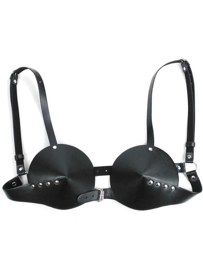 LAIFER PU Leather Bra Top for Women – Adjustable Women's Bra Harness Lingerie with Strappy Design, Breathable Quick-Dry Fitness & Yoga Bra, Running Sports Bra, Leather Harness Lingerie Top - Image 1
