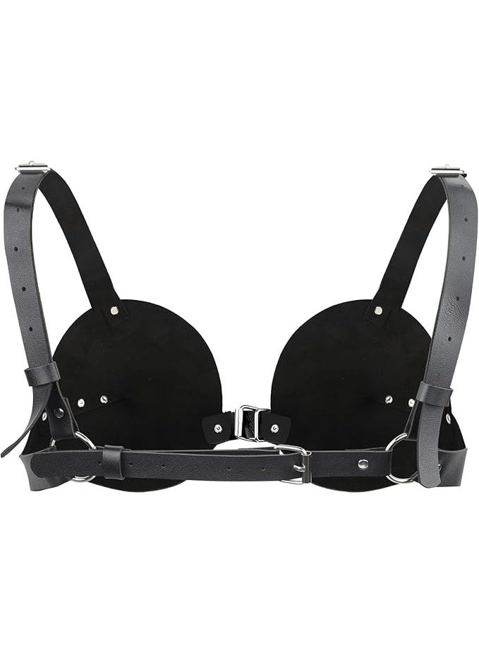LAIFER PU Leather Bra Top for Women – Adjustable Women's Bra Harness Lingerie with Strappy Design, Breathable Quick-Dry Fitness & Yoga Bra, Running Sports Bra, Leather Harness Lingerie Top - Image 2
