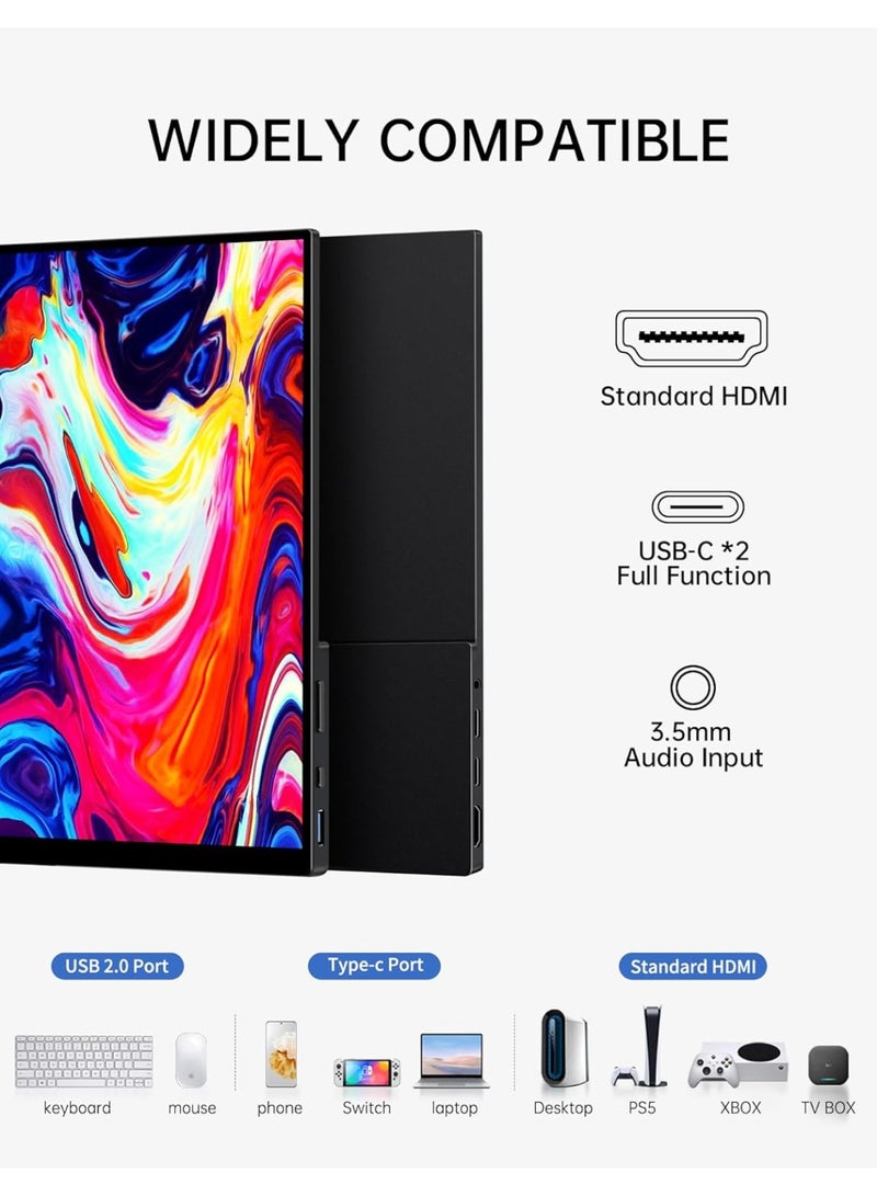 V2COM 15.6" Portable Touchscreen Monitor, FHD 1080P IPS Display with Tempered Glass, Ultra-Slim Travel Monitor with Kickstand & Speakers, HDMI and USB-C External Screen for Laptop, Phone, PC, Xbox, Switch - Image 5
