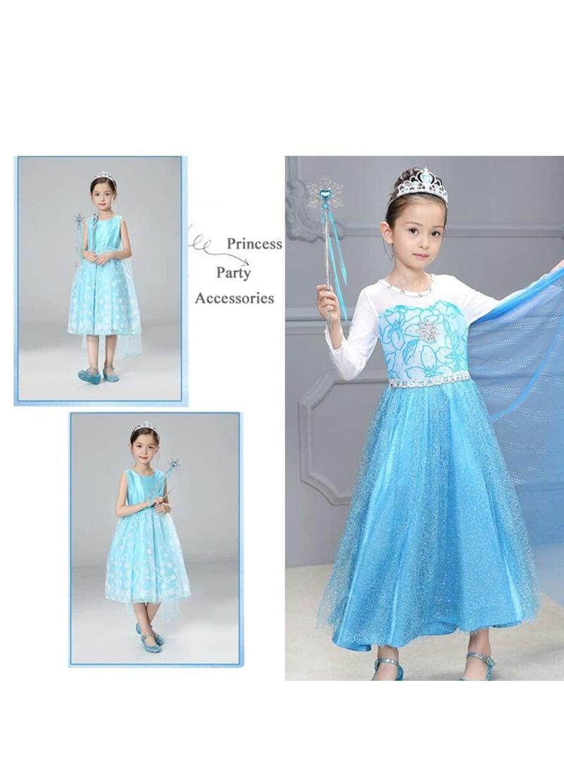 Princess Dress up Party Accessories Costume Toddler  Jewelry Play for Girls Favors Gifts Set, Crown Tiara Gloves Wig Necklace Ring Bracelet Earrings and Wand  - Image 3