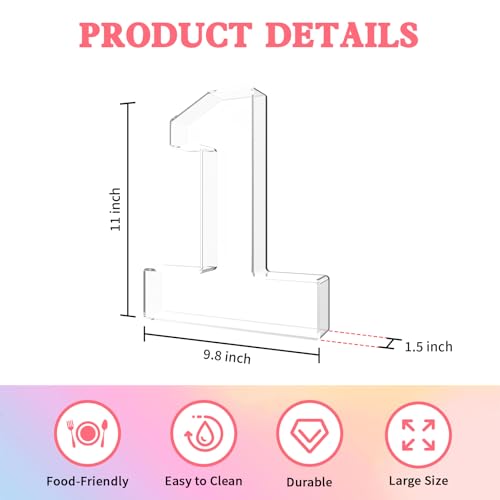 Tdsuco 11" Acrylic Number Charcuterie Tray, Fillable Number Charcuterie Box for food, Reusable Serving Cake Candy Dish Display Tray for Birthday Anniversary Party Decoration (Square Number 1) - Image 2
