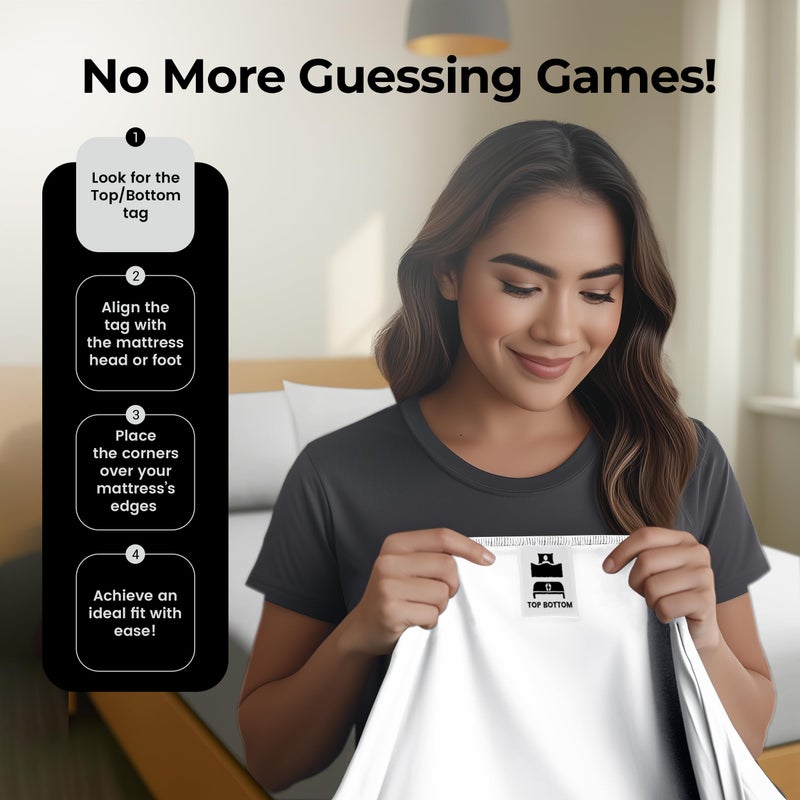 Utopia Bedding أوراق سرير يوتوبيا كاملة مقاس - عبوة كبيرة من 6 أوراق سفلى - ميكروفايبر ناعم مصقول - جيوب عميقة - مقاومة للانكماش والتلاشي - سهلة العناية (أبيض) - Image 4