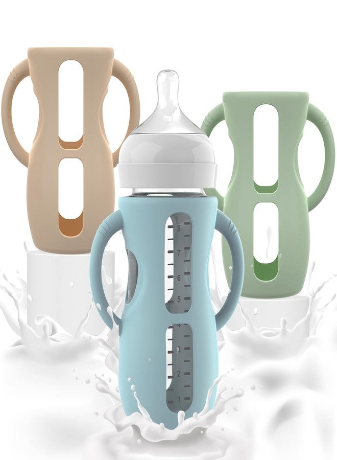 Jifvrnk 3PCS Philips Avent Glass Bottle Silicone Sleeves with Handles, Compatible with Philips Avent Glass Bottles 8 oz, Suitable for Avent Baby Bottles 8 oz, and Easy to Clean - Image 1