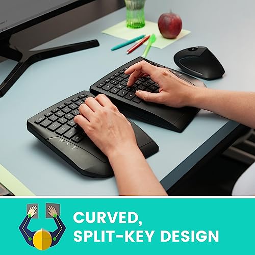 Perixx PERIBOARD624B US Wireless Ergonomic Split Keyboard Up 30 Ft Separation Adjustable Tilt Angle Low Profile Membrane Keys Black US English - Image 3