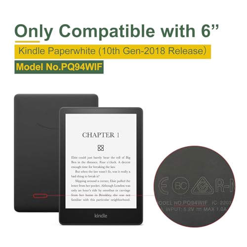 HOICHOE Case for 6" Kindle Paperwhite (10th Generation-2018 Release,Model No.PQ94WIF),Lihght PU Leather Cover and Transparent Hard Back,with Auto Sleep/Wake,Matcha Green - Image 2