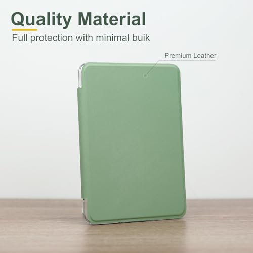 HOICHOE Case for 6" Kindle Paperwhite (10th Generation-2018 Release,Model No.PQ94WIF),Lihght PU Leather Cover and Transparent Hard Back,with Auto Sleep/Wake,Matcha Green - Image 4
