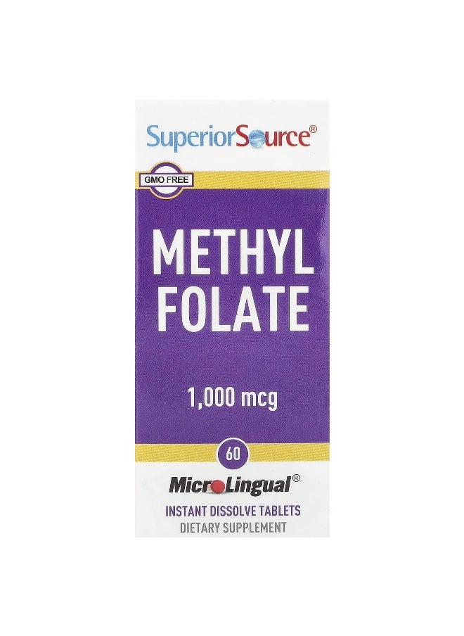 Superior Source Superior Source, Methyl Folate, 1,000 mcg, 60 Instant Dissolve Tablets  - Image 1