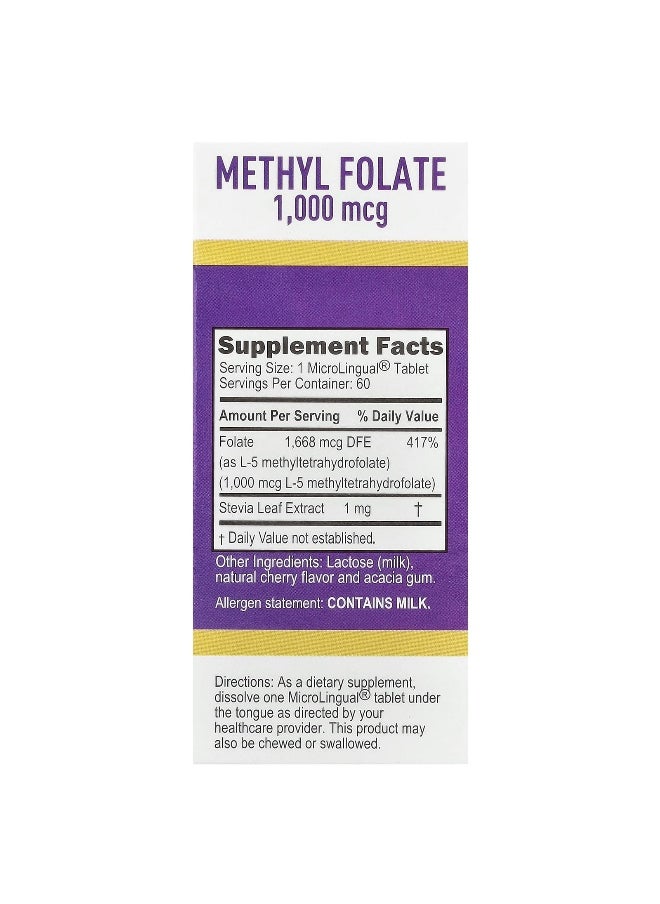 Superior Source Superior Source, Methyl Folate, 1,000 mcg, 60 Instant Dissolve Tablets  - Image 2