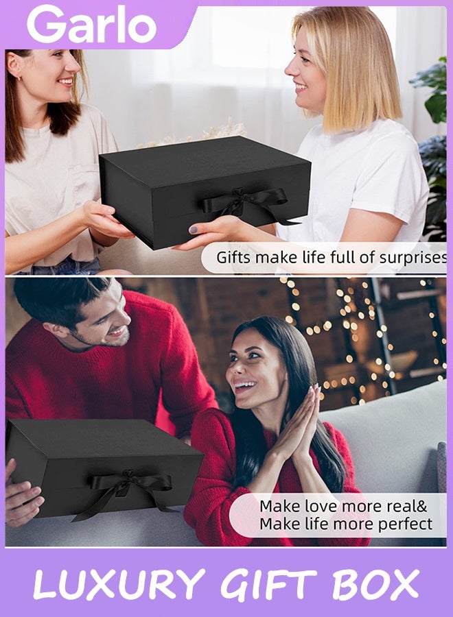 Garlo Luxury Magnetic Gift Box, Black Large Gift Box with Ribbon,Folding Gift Boxes for Presents With Lid,Very Suitable for Festival, Birthday, Anniversary, etc - Image 2