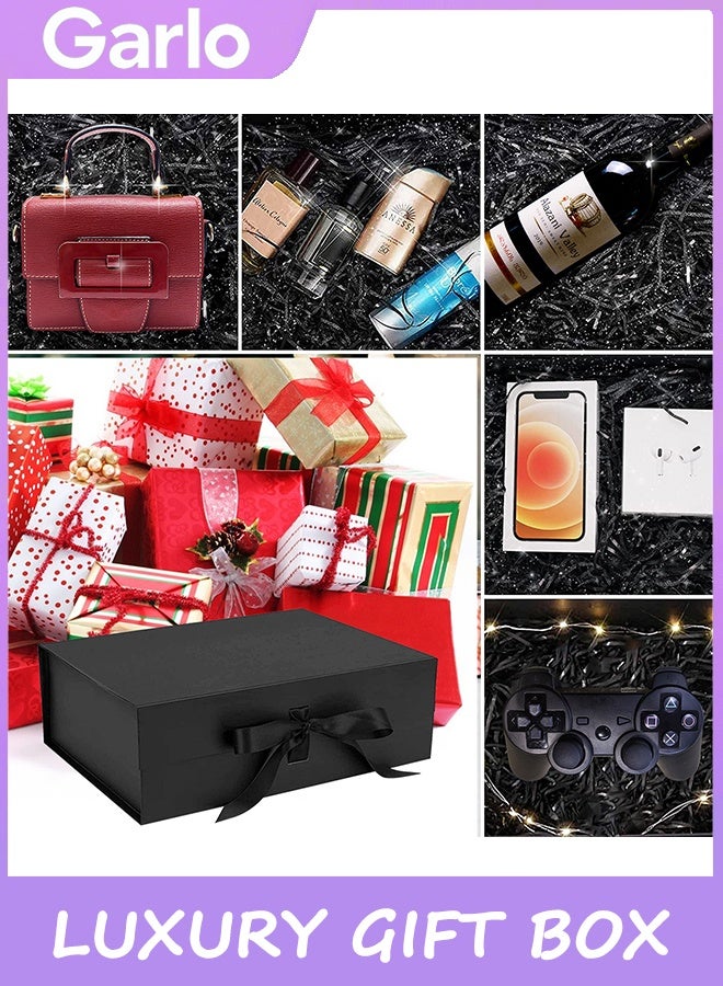 Garlo Luxury Magnetic Gift Box, Black Large Gift Box with Ribbon,Folding Gift Boxes for Presents With Lid,Very Suitable for Festival, Birthday, Anniversary, etc - Image 3