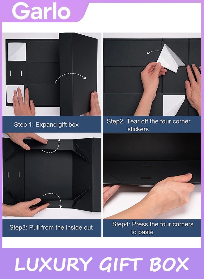 Garlo Luxury Magnetic Gift Box, Black Large Gift Box with Ribbon,Folding Gift Boxes for Presents With Lid,Very Suitable for Festival, Birthday, Anniversary, etc - Image 5