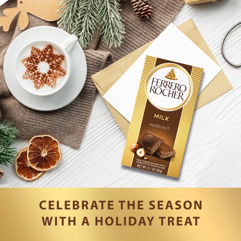 Ferrero Rocher Premium Chocolate, Milk Chocolate Bar Hazelnut & Cocoa Filling, Great for Sharing, 8 Count, 3.1 oz Each - Image 2