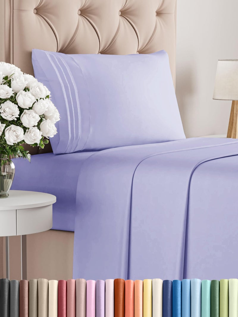CGK Unlimited Twin Size 3 Piece Sheet Set  Comfy Breathable  Cooling Bed Sheets Set  Hotel Luxury Bedding for Women Men Kids  Teens  Deep Pockets EasyFit Super Soft  Wrinkle Free  OekoTex  Lavender 
