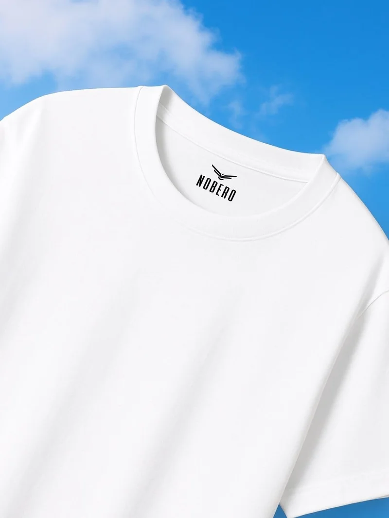 NOBERO Nobero Men's White Oversized Graphic T-Shirt