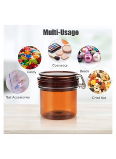 KASTWAVE Storage Jar, 3 Pack 220ml Amber Storage Jar, Plastic Sealed Container, Wide Mouth Refillable Bottle Pot, with Rotating Buckle Airtight Lid, for Facial Mask Cosmetic Spices Candy Tea Coffee Bean  - Image 2