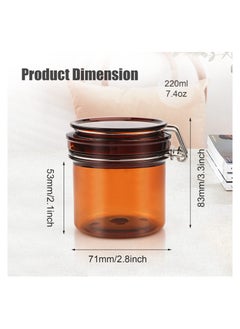 KASTWAVE Storage Jar, 3 Pack 220ml Amber Storage Jar, Plastic Sealed Container, Wide Mouth Refillable Bottle Pot, with Rotating Buckle Airtight Lid, for Facial Mask Cosmetic Spices Candy Tea Coffee Bean  - Image 5