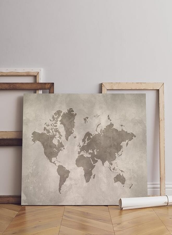Home Gallery world map isolated concrete Printed canvas wall art 90x60 cm 