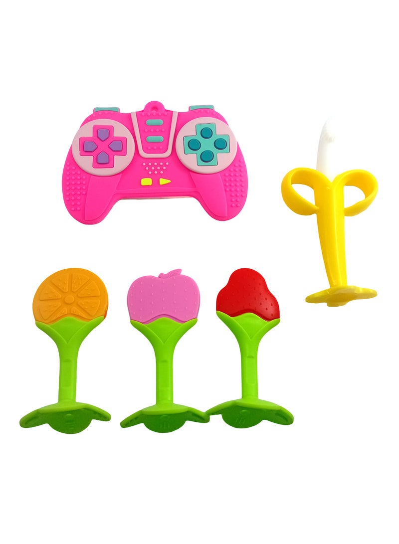 5-pieces silicone teething set - fruit shapes and game controller - for relieving teething pain - color 5  - Image 1