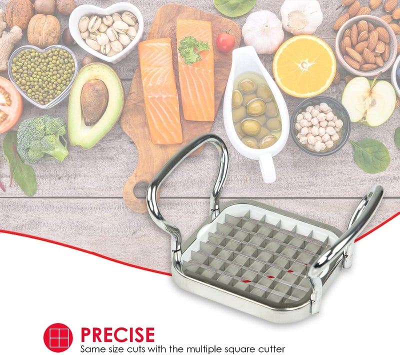 Home Basics Stainless Steel French Fry Cutter, Silver | Hand Cut Potatoes for French Fries | Cut Veggies | Durable Cutter - Image 4
