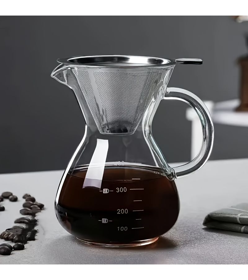 Stainless Steel Double Layer Mesh Coffee Filter Reusable No Filter Paper Needed Delicious Brewing Accessory Suitable for Mugs Glass Pots Kettles Durable Tapered Drip Tip Design Coffee Filter A - Image 1