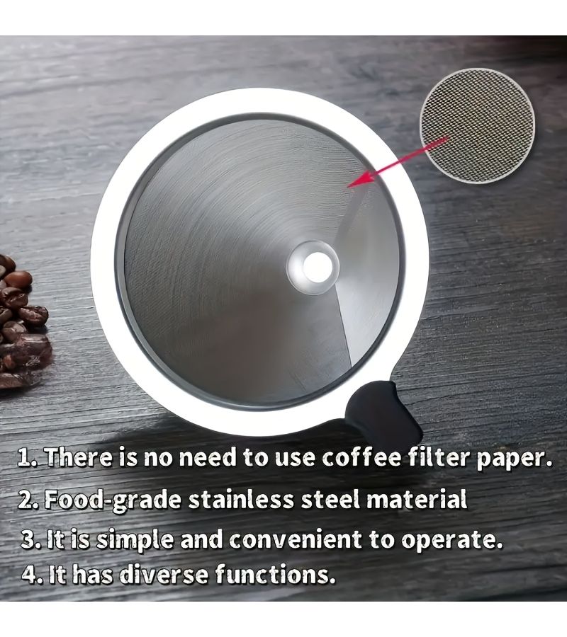 Stainless Steel Double Layer Mesh Coffee Filter Reusable No Filter Paper Needed Delicious Brewing Accessory Suitable for Mugs Glass Pots Kettles Durable Tapered Drip Tip Design Coffee Filter A - Image 2