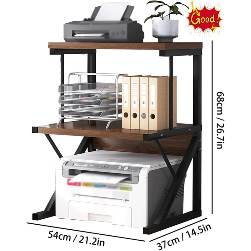 Printer Stand for Desk, 3 Tier Desktop Printer Shelf, Large Standing Printers Table, Multi-Purpose Desk Organizer For Home Office, fit Fax Machine/3D Printer/Scanner - Image 3