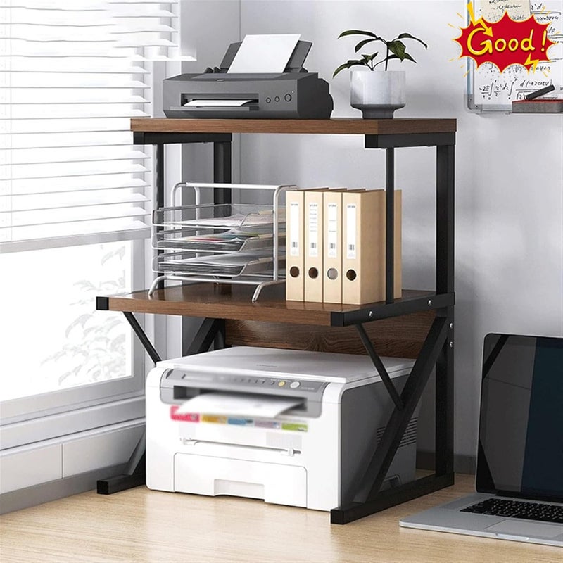 Printer Stand for Desk, 3 Tier Desktop Printer Shelf, Large Standing Printers Table, Multi-Purpose Desk Organizer For Home Office, fit Fax Machine/3D Printer/Scanner - Image 5