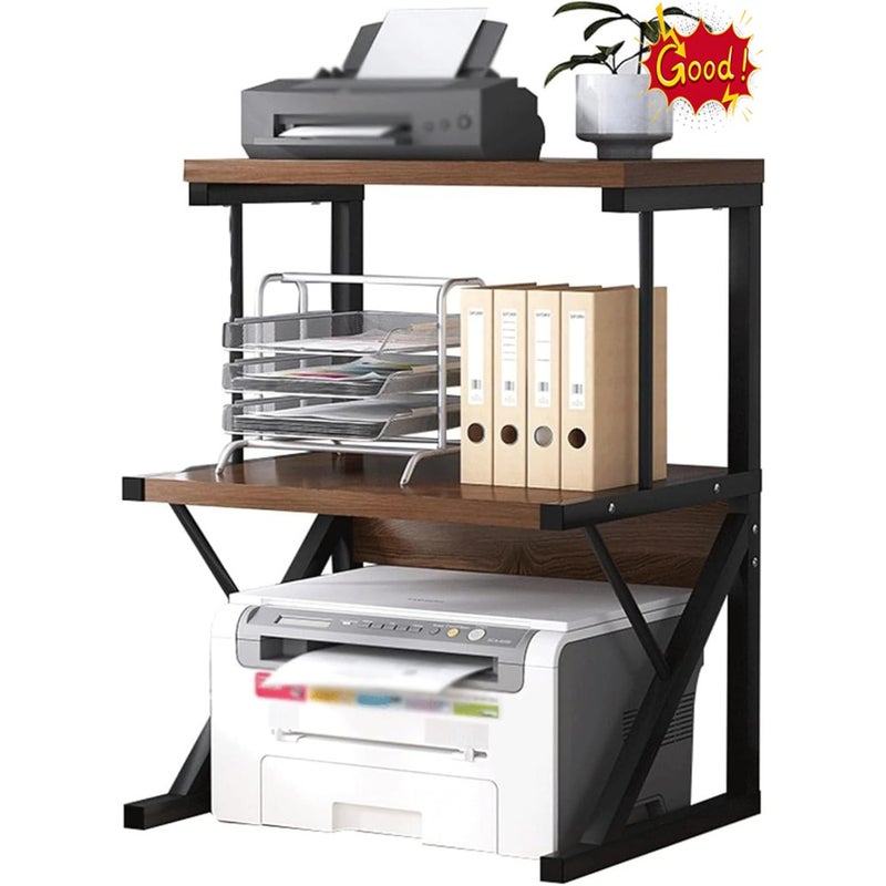Printer Stand for Desk, 3 Tier Desktop Printer Shelf, Large Standing Printers Table, Multi-Purpose Desk Organizer For Home Office, fit Fax Machine/3D Printer/Scanner - Image 1