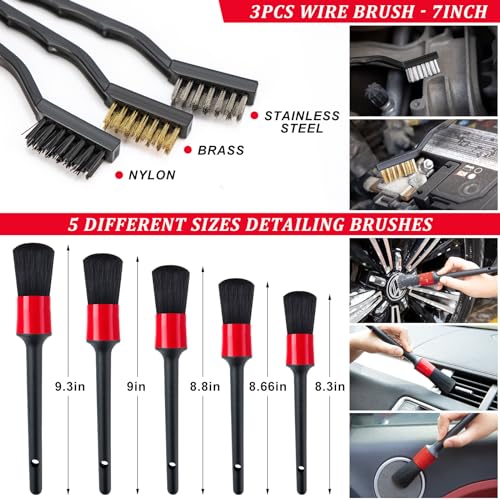 GPUSFAK 39Pcs Car Wash Cleaning Kit with Foam Gun Sprayer Detailing Brushes Collapsible Bucket Windshield Cleaning Tool Tire Brush Towels Complete Interior Exterior Detailing Set for Car - Image 5