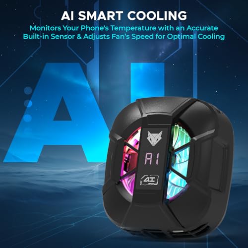 EvoFox Hailstone Sense AI Phone Cooler for Gaming | MagSafe Mobile Cooler with AI Smart Cooling, Real-Time Display, Silent High-Speed Fan, RGB Lights, Compact & Portable – Gaming Cooler for Phones - Image 2