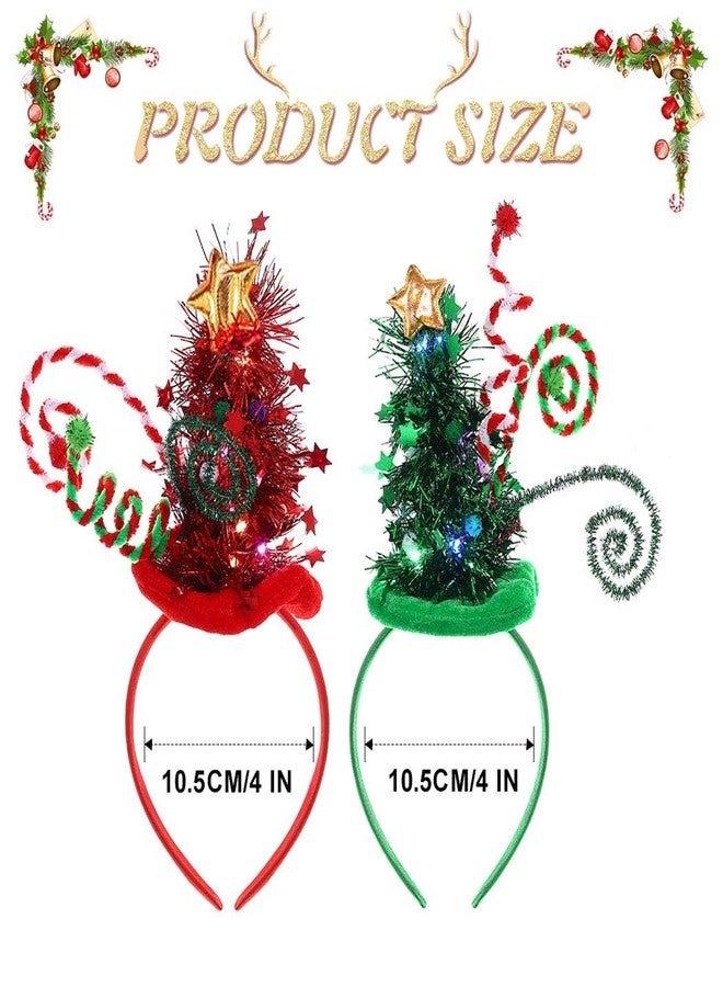 REETAN Light up Christmas Tree Headband Sparkly LED Xmas Party Headpiece Accessory for Women (Green&Red) - Image 3