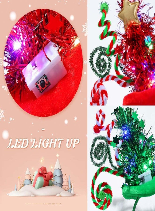 REETAN Light up Christmas Tree Headband Sparkly LED Xmas Party Headpiece Accessory for Women (Green&Red) - Image 5