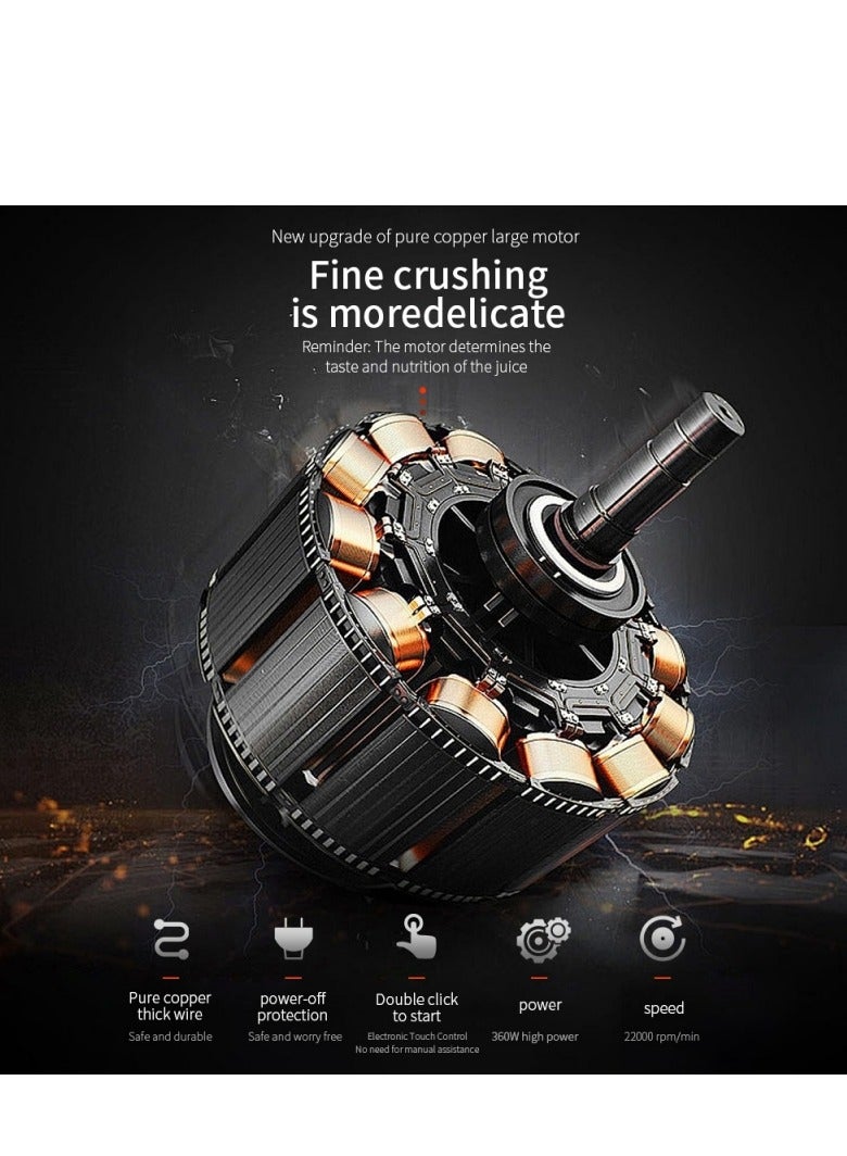 إم مياويان كوب عصارة محمول بسعة كبيرة، عصارة قوية لتكسير الثلج، خلاط محمول مزدوج الوضع للعصائر والسموذي، بطارية بسعة 6000 مللي أمبير، وعاء 2 في 1 بسعة 700 مل، منفذ شحن USB من النوع C، عصارة، خلاط، خلاط مطبخ. - Image 2