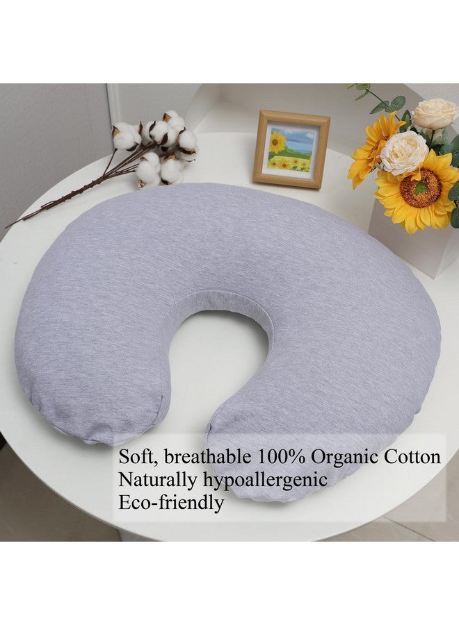 Onacosht Onacosht 100% Organic Cotton Nursing Pillow Cover Soft Breathable Jersey Feeding Pillow Slipcover Fits Standard Infant Nursing Pillow or Positioner for Baby Boy and Girl, Grey - Image 1