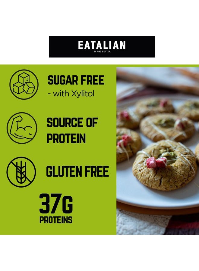 AMZ BETTER كريم الفستق البروتيني من EATALIAN بواسطة AMZ BETTER 7 أونصة/200 جرام، كريم فستق قابل للدهن طبيعي، مصنوع في إيطاليا، معكرونة بروتين، طعم حلو مثالي على الخبز وشوكولاتة دبي. - Image 3