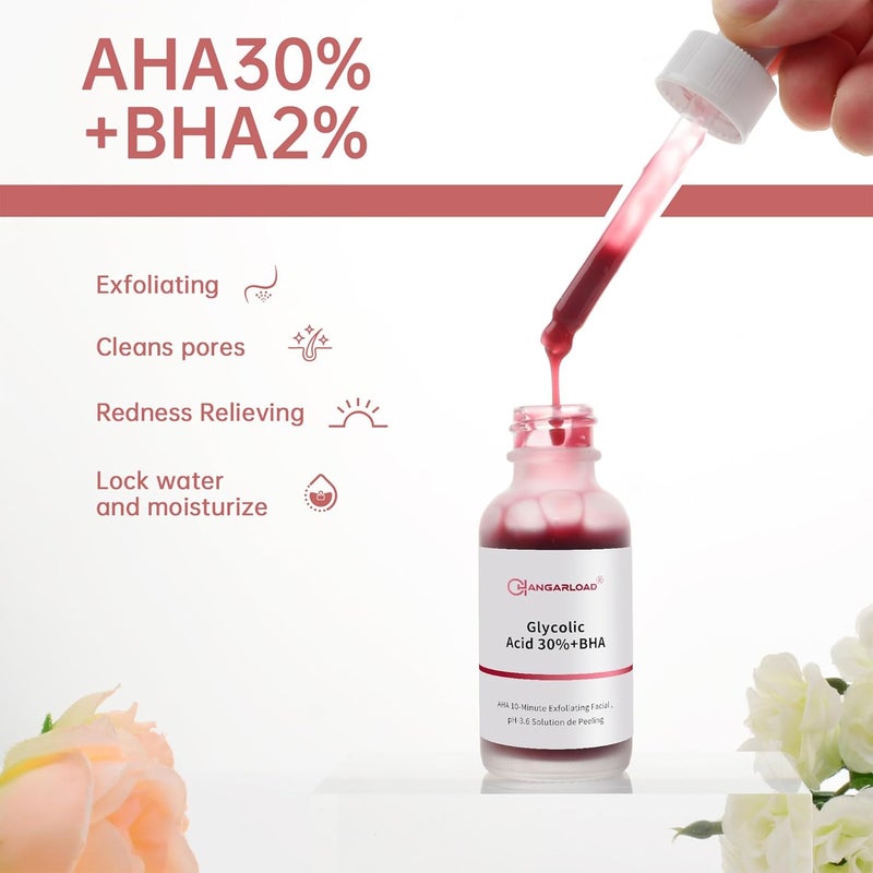 CHANGARLOAD AHA 30 BHA 2 Peeling Solution 30ml1oz Exfoliating Facial Serum Chemical Peel For Face Serum Glycolic Acid - Image 2
