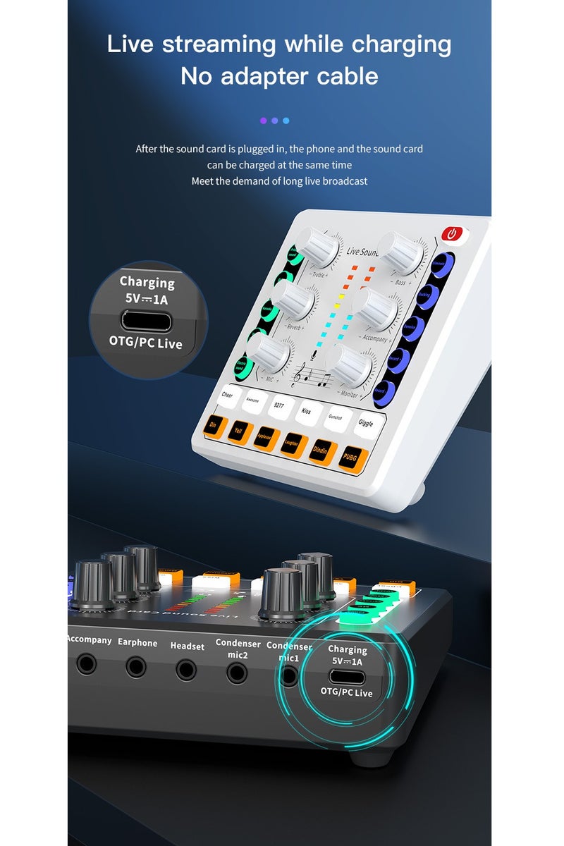 Sound Board Mixer, PC Mixer, Noise Reduction Streaming Audio Mixer, version of the sound card, Digital Sound Interface for Live Streaming, Games ,TIKTOK White  - Image 3