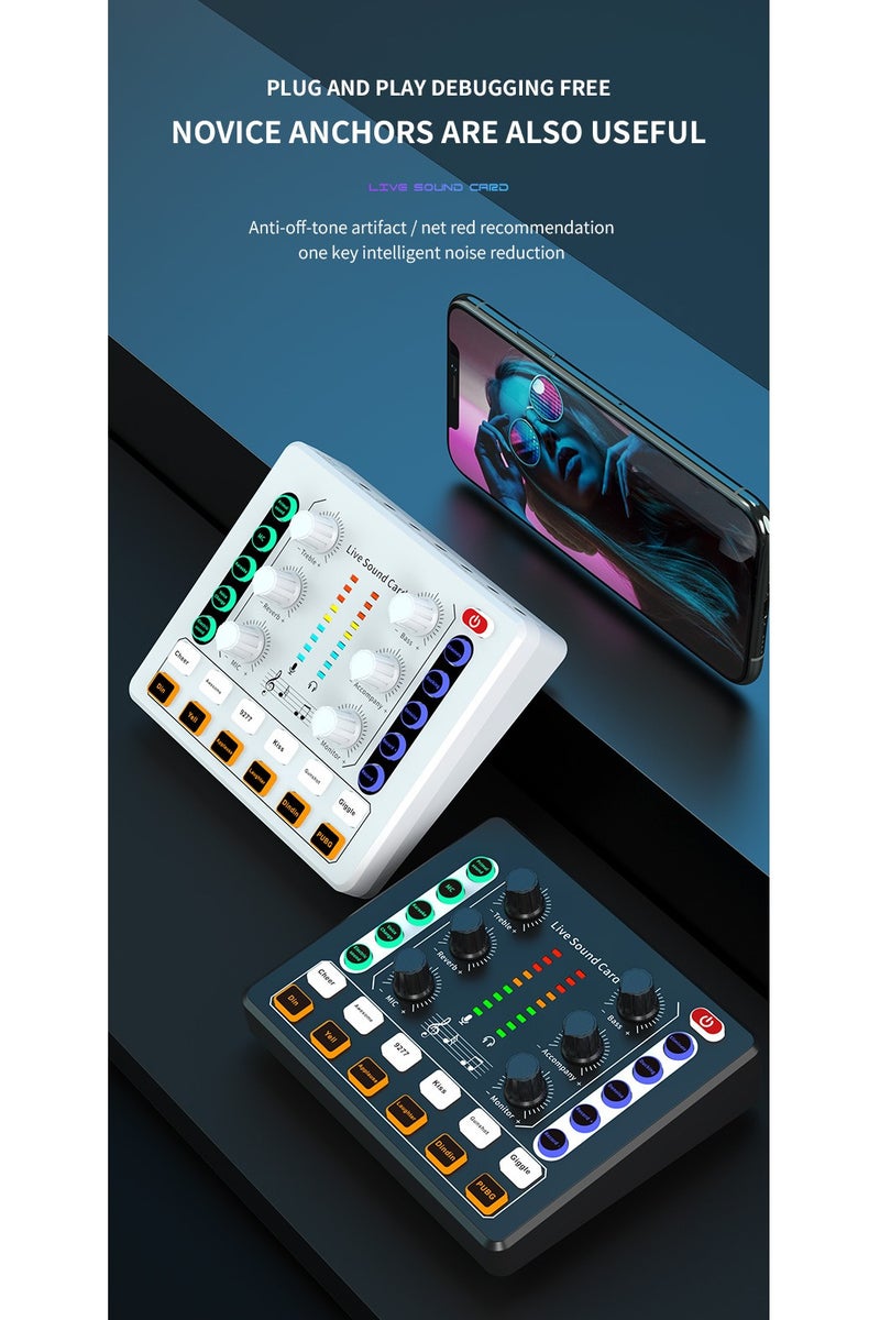 Sound Board Mixer, PC Mixer, Noise Reduction Streaming Audio Mixer, version of the sound card, Digital Sound Interface for Live Streaming, Games ,TIKTOK White  - Image 2