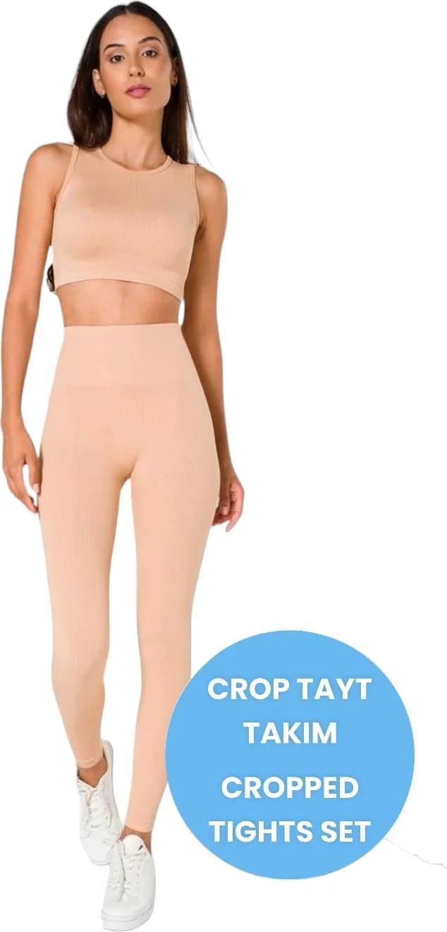Tezzgelsin Women's Sports Fitness Yoga Pilates High Waist Leggings-Crop Fitted Set