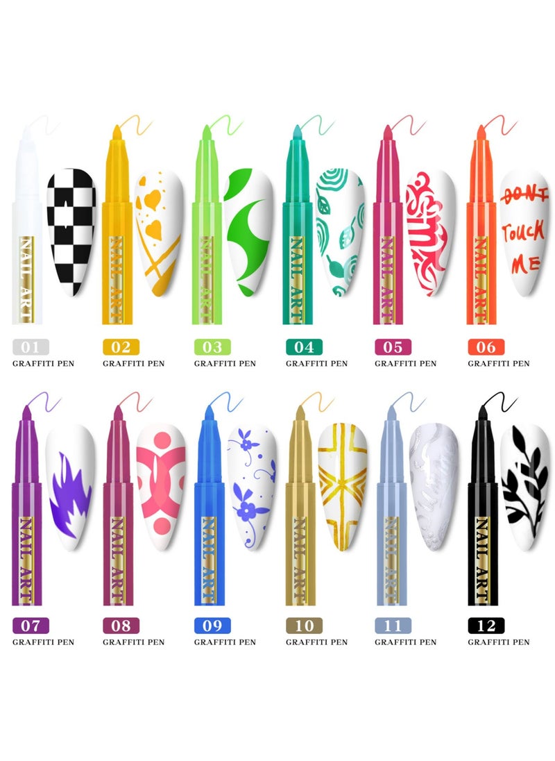 Generic - 12PCS Gel Nail Polish Pen Fast Dry Nail Gel Polish Pen Nail Art Tool - Image 1