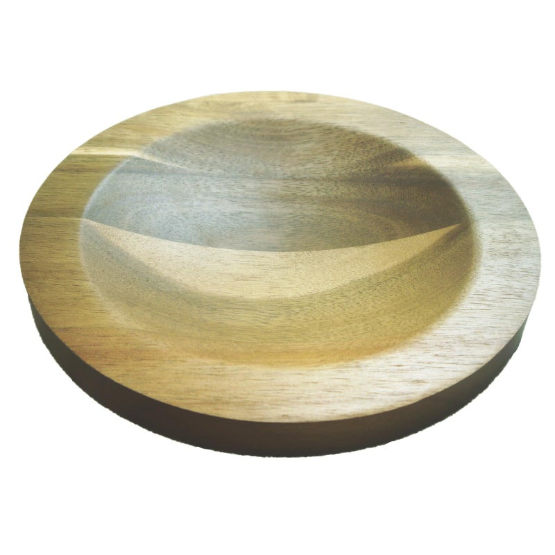 TIYOORTA Mezzaluna Chopping Board,Double-sided Acacia Slicing/Serving Charcuterie Board, 8 inch Recessed Round Cutting Board For Efficient Mincing Nuts Veggies n Cheese - Image 1