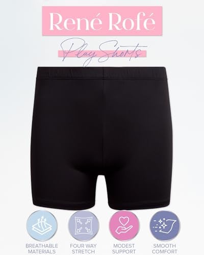 Rene Rofe Girls Athletic Shorts - 4 Pack Soft Stretch Breathable Girls Bike Shorts Four-Way Stretch Cheer Dance Sports Short, Size 7-8, Black/Black/Black/Black - Image 2