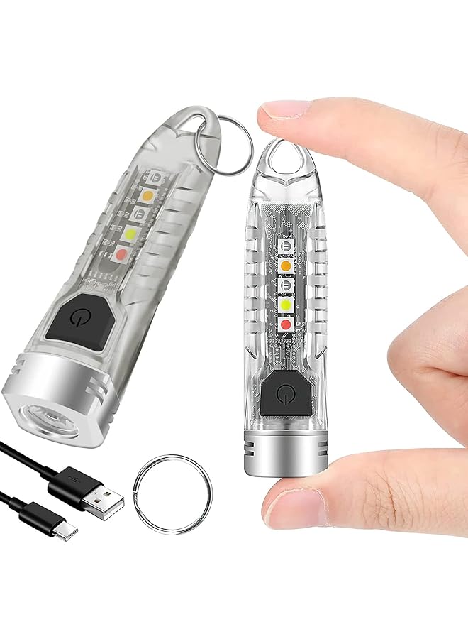 S-TOP Mini Led Flashlight Keyring Torch USB Rechargeable Portable Keychain Flashlights IPX6 Waterproof 400 Lumens EDC Flashlights with 12 Modes for Camping, Hiking, Backpacking, and Daily Using - Image 1