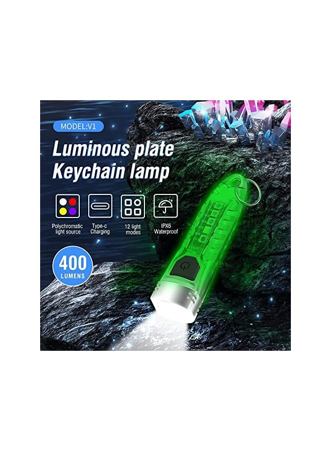 S-TOP Mini Led Flashlight Keyring Torch USB Rechargeable Portable Keychain Flashlights IPX6 Waterproof 400 Lumens EDC Flashlights with 12 Modes for Camping, Hiking, Backpacking, and Daily Using - Image 4