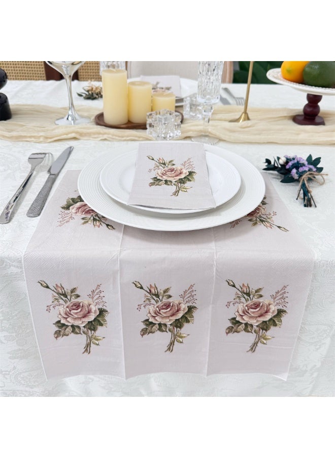 20pcs Retro Rose Flower Pattern Napkins For Wedding, Birthday, Tea Party Decoration, 15.7x13inch, Dining Table Accessory For Restaurant & Hotel - Image 4